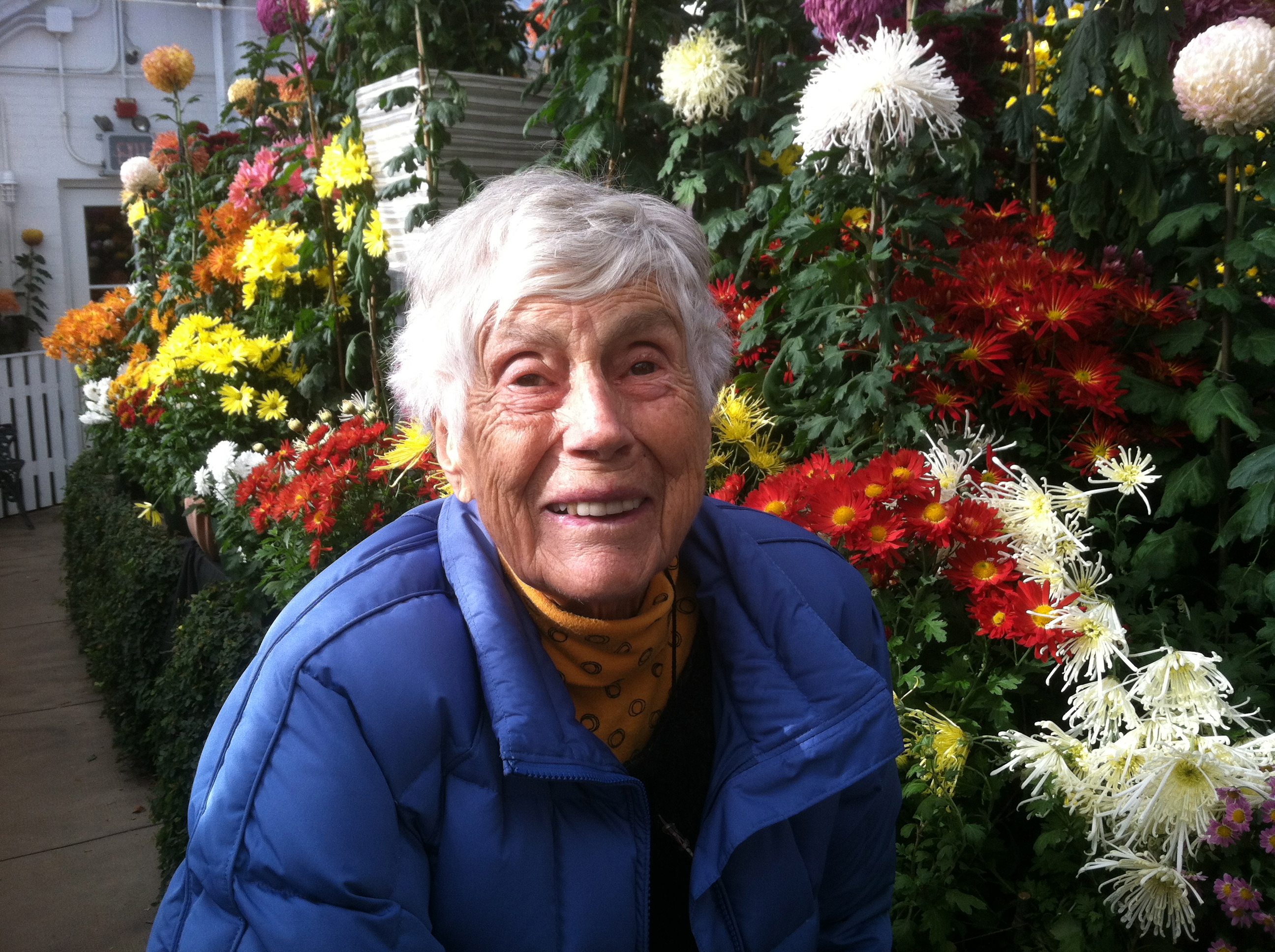 Mom at Chrysanthemum Show, Smith College 2011